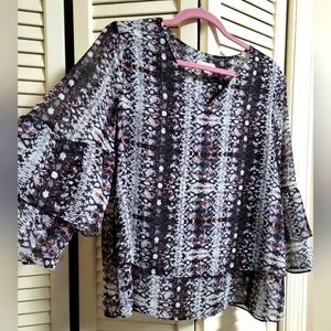 Sheer Snakeskin Long Sleeve Blouse